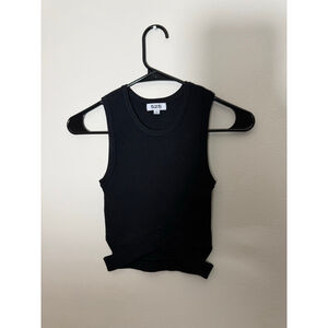 Women's 525 Black Ribbed Knit Crop Top XS